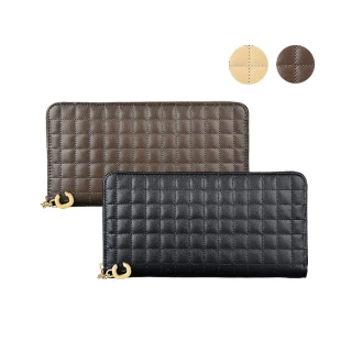 【CELINE】CELINE C CHARM金字LOGO牛皮12卡拉鍊長夾(多色)