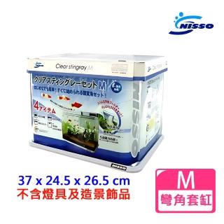 【NISSO 尼索】Clear Stingray 開放式直角彎曲缸 M(含除油膜外掛過濾器/玻璃上蓋/安全底座)