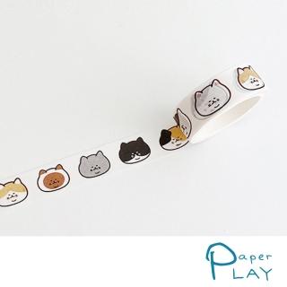 【Paper Play】和紙膠帶-可愛貓咪頭像(和紙膠帶 貓咪膠帶 紙膠帶)