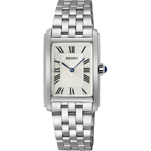 【SEIKO 精工】CS系列 秀氣羅馬數字長方形腕錶-22.2x34mm/銀 送禮 618(4N30-00M0S/SWR083P1)