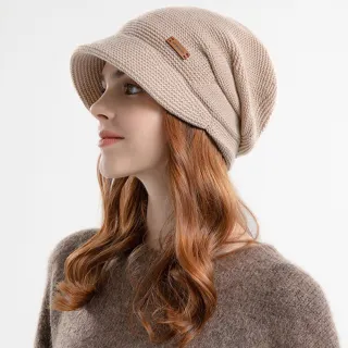 【MoonDy】交換禮物 毛帽 堆堆帽 針織帽 加絨帽 護耳毛帽 月子帽 素色帽 保暖毛帽 保暖套頭帽 顯小 