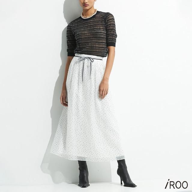 【iROO】立體織點點雪紡長裙