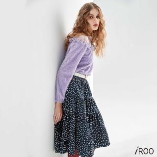 【iROO】綴荷葉仿貂毛上衣