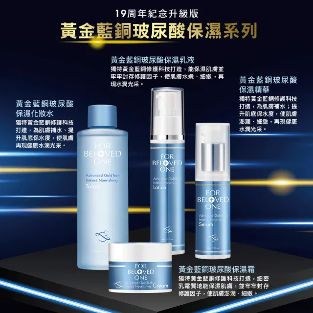 【For Beloved One 寵愛之名】黃金藍銅玻尿酸保濕化妝水200ml 買一送一(藍銅胜/B5/分層補水/潤澤肌膚)