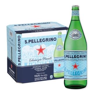 【S.Pellegrino 聖沛黎洛】天然氣泡礦泉水玻璃瓶裝1000mlx12入/箱