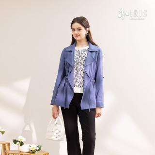 【IRIS 艾莉詩】垂墜式翻領風衣外套-2色(46536)