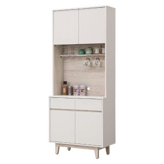 【唯熙傢俱】紀薇橡木雙色2.7尺餐櫥櫃(餐廳 餐櫃 多用途餐櫃 收納櫃 置物櫃 碗盤櫃)