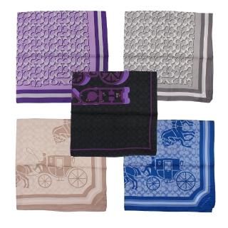 【COACH】經典馬車C LOGO蠶絲大方巾/絲巾/圍巾(任選色)