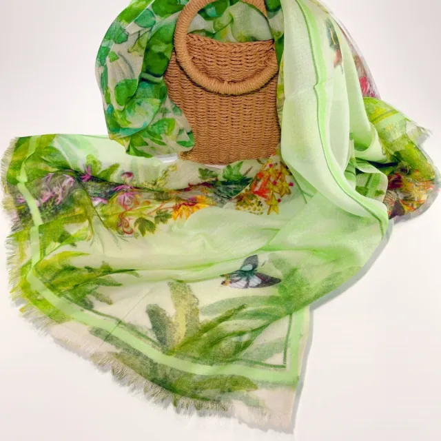 【iTa.a】交換禮物 100%尼泊爾制造鑽石織CASHMERE圍巾/披肩禮盒(喜馬拉雅工藝深度版-花.鳥.樹共生)