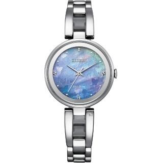 【CITIZEN 星辰】希望之藍 LADY’S 光動能 白蝶貝 蝴蝶圖案腕錶 28MM(EM0801-85N)
