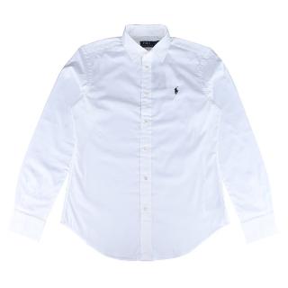 【RALPH LAUREN】POLO RALPH LAUREN經典藍色小馬刺繡棉質長袖襯衫(女款/白)