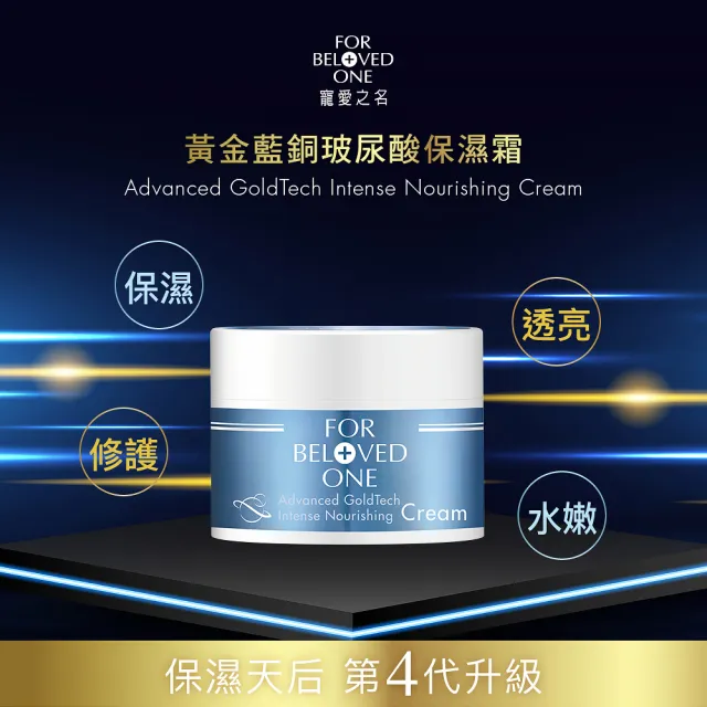 【For Beloved One 寵愛之名】黃金藍銅玻尿酸保濕霜30ml 買一送一(藍銅胜/保濕乳霜/好吸收)