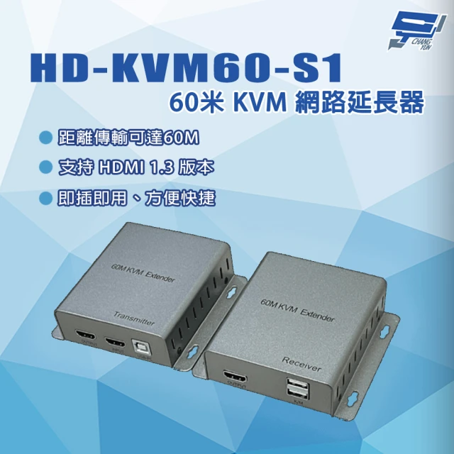 CHANG YUN 昌運 HD-KVM60-S1 60米 HDMI1.3 即插即用 KVM 網路延長器