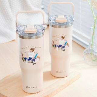 【MOCODO 伴佳家】 Original 女子的日常生活插畫 x 伴佳家陶瓷雙飲提提杯 燕麥奶(保溫 陶瓷杯 保溫杯)