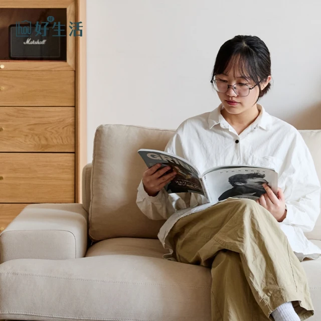 hoi! 好好生活hoi! 好好生活 預購60天★小半家具朗姆沙發白橡木布藝單人沙發米色