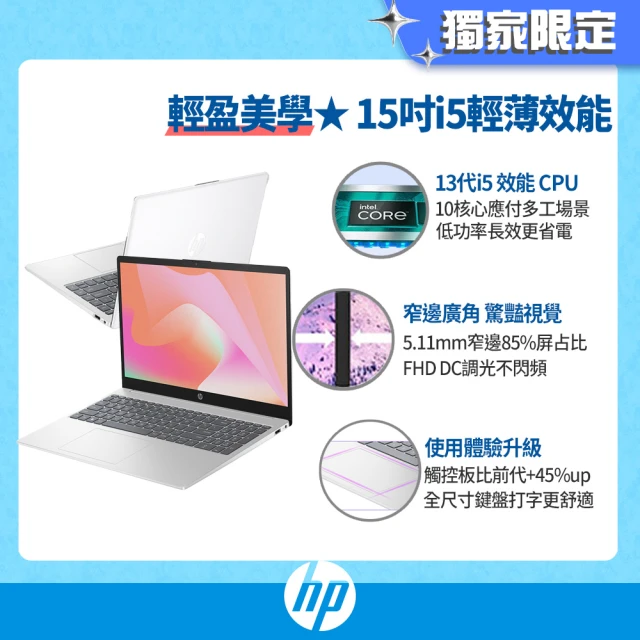 HP 惠普 15吋 N100輕薄文書筆電(15-fd0445