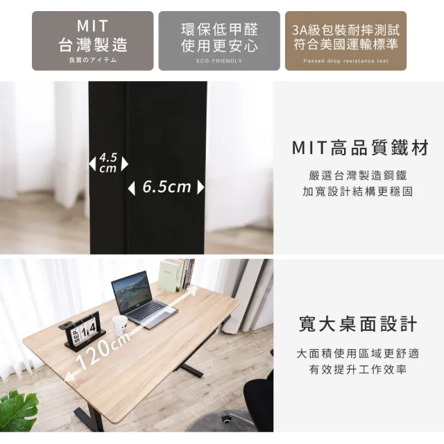 【Akira】MIT無段式電動升降桌 120x60cm(送抽屜 4段記憶 桌子 書桌 電腦桌 工作桌 辦公桌 站立桌)