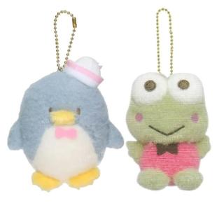 【小禮堂】Sanrio 三麗鷗 絨毛玩偶吊飾 - 復古系列 山姆企鵝 大眼蛙(平輸品)