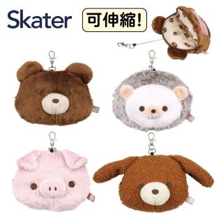 【Skater】母親節禮物 日系可愛玩偶毛絨伸縮式卡夾/零錢包/證件套(伸縮扣 悠遊卡 一卡通 識別證 伸縮卡套