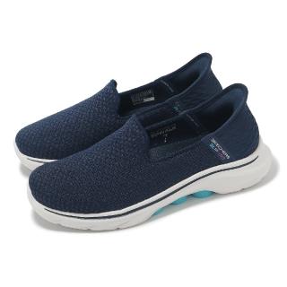 【SKECHERS】健走鞋 Go Walk 7-Daley Slip-Ins 女鞋 藍 緩衝 支撐 套入式 休閒鞋(125228-NVAQ)