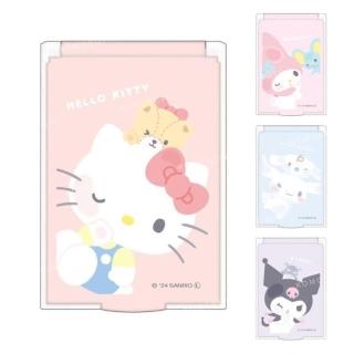 【小禮堂】Sanrio 三麗鷗 美肌方形隨身鏡 - 貼玻璃款 Kitty 美樂蒂 酷洛米(平輸品)
