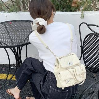 【LEESA】韓國包包\小香風\後揹包\鍊條包\小揹包\百搭包包\氣質包包\隨身小包\禮物\菱格紋揹包\