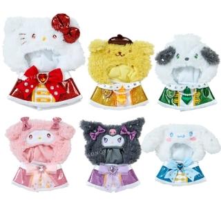 【小禮堂】Sanrio 三麗鷗 絨毛造型玩偶斗篷裝 - 寶石披風 偶像應援 Kitty 大耳狗 酷洛米(平輸品)
