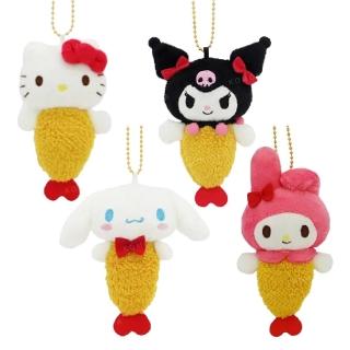 【小禮堂】Sanrio 三麗鷗 絨毛玩偶吊飾 - 炸蝦款 Kitty 美樂蒂 大耳狗 酷洛米(平輸品)