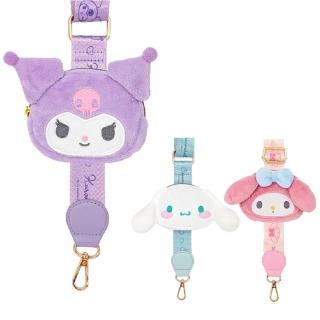 【小禮堂】Sanrio 三麗鷗 寬版手機背帶附零錢包 - 大頭款 Kitty 酷洛米 大耳狗(平輸品)