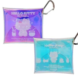 【小禮堂】母親節禮物 Sanrio 三麗鷗 Hello Kitty PVC極光扣式收納包附鎖扣 - 50週年系列(平輸品)
