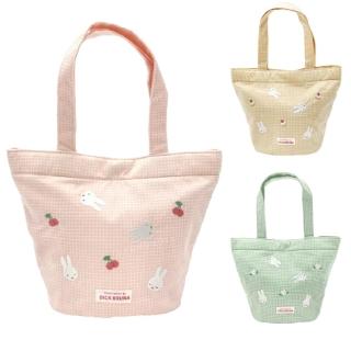 【小禮堂】米飛兔 尼龍手提午餐袋 - 刺繡格紋款(平輸品)