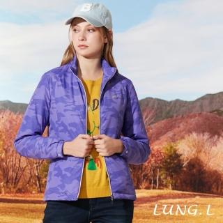 【LUNG.L 林佳樺】LQ22C61粉紫色迷彩長袖鋪棉女裝外套(保暖 秋冬款 非羽絨 加大尺碼)