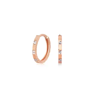 【Just Diamond】鎮金店 條紋印記 18K玫瑰金耳環(網路限定)