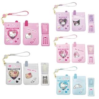 【小禮堂】母親節禮物 Sanrio 三麗鷗 皮質手機造型伸縮票卡包 - 平成學院款 Kitty 美樂蒂 酷洛米 大耳狗(平
