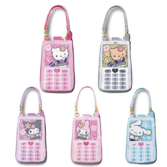 【小禮堂】母親節禮物 Sanrio 三麗鷗 皮質手機造型斜背手機包 - 平成學院款 Kitty 美樂蒂 酷洛米 大耳狗(平