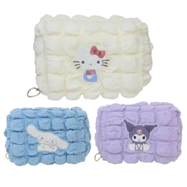 【小禮堂】Sanrio 三麗鷗 爆米花化妝包 - 側坐款 Kitty 酷洛米 大耳狗(平輸品)