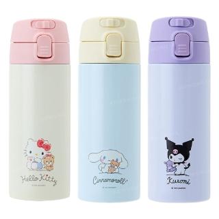 【小禮堂】Sanrio 三麗鷗 彈蓋不鏽鋼保溫瓶 370ml OSB370 - 動作款 Kitty 大耳狗(平輸品)