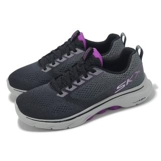 【SKECHERS】休閒鞋 Go Walk 7-Hailey 女鞋 灰 紫 支撐 緩衝 健走鞋(125251-BKPR)