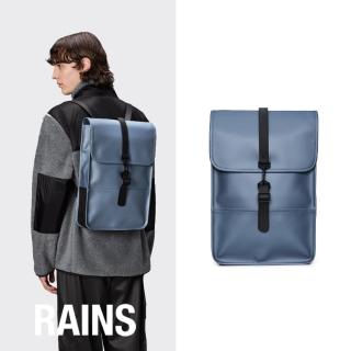 【RAINS官方直營】Backpack Mini 經典防水小型雙肩背長型揹包(Bay 海灣藍後揹包)