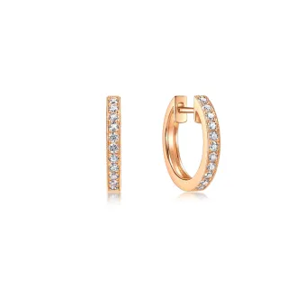 【點睛品】點綴美鑽 18K玫瑰金鑽石耳環(一對)