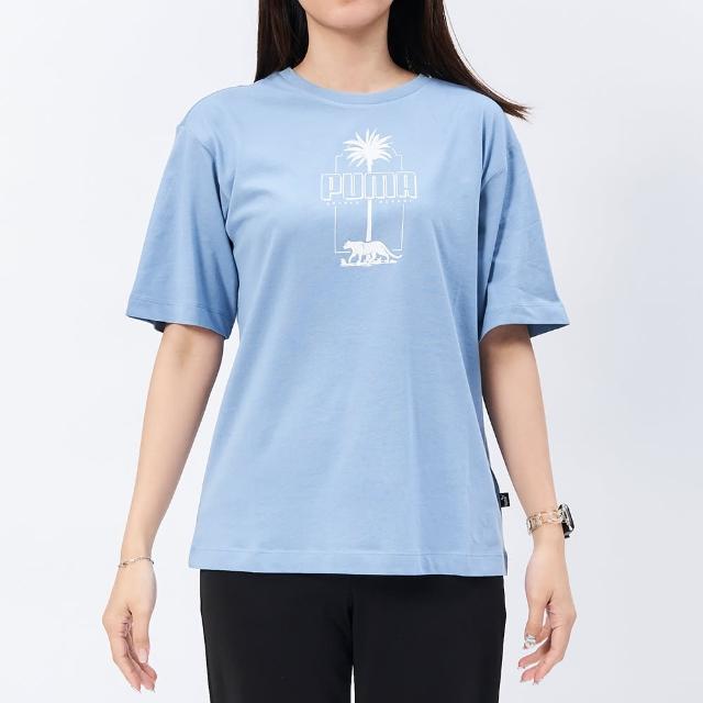 【PUMA】Palm Resort Tee 女款 藍白色 歐規 寬鬆 短T 王淨同款 短袖 68300520