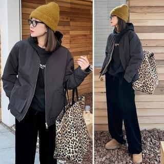【LEESA】母親節禮物 豹紋單肩包\購物袋\肩揹包\媽媽包\旅行袋\大容量\托特包\手提包\歐美風\禮物\包包\個