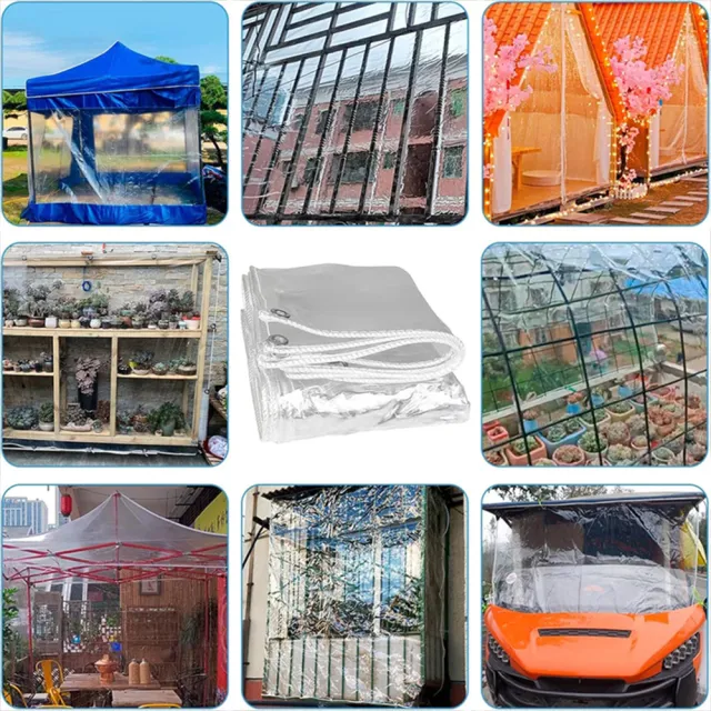 【寶盒百貨】120×200cm透明防水布PVC防雨布 戶外雨棚布(陽台樓頂遮雨防水 保護膜 防風擋雨  包邊附綁繩)