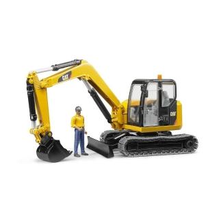 【BRUDER】Cat 迷你挖土機 + 工程師人偶(德國BRUDER 模擬大型車)