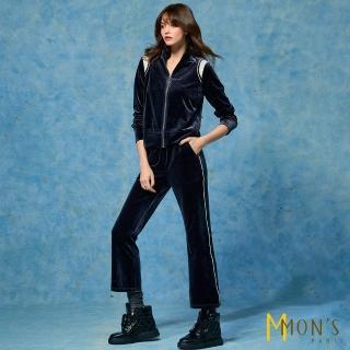 【MON’S】名品潮流風天絲絨兩件式套裝(兩件式)