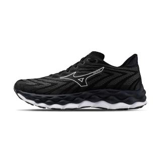【MIZUNO 美津濃】Wave Sky 8 男鞋 黑白色 緩衝 回彈 編織 運動 慢跑鞋 J1GC240252