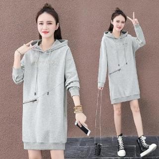 【ONEY 歐妮】★加絨連帽中長版帽T(上衣/女裝/T恤/休閒/百搭)