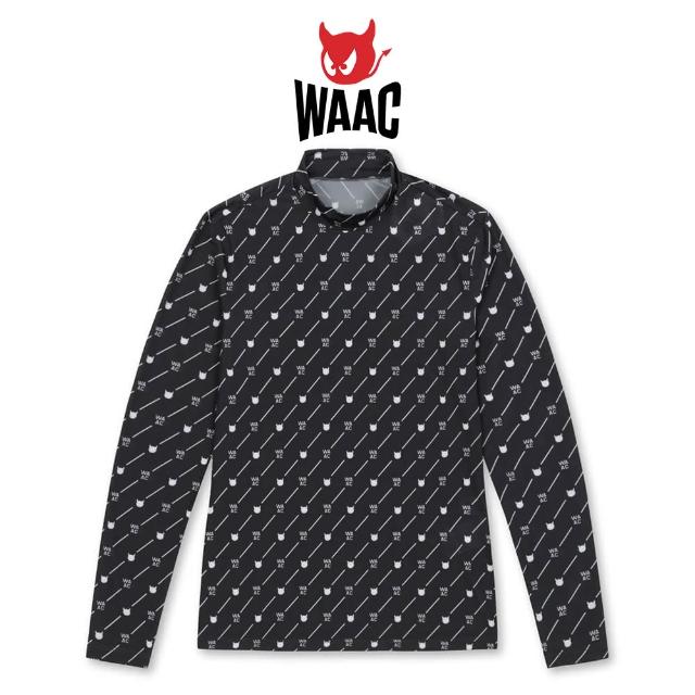 【WAAC】COOL PATTERN TURTLENECK TOP 女士 涼感小立領長袖上衣 黑色