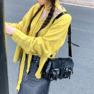【LEESA】歐美機車包\肩背包\辣妹風\腋下包\隨身小包\斜背包\個性百搭\禮物\miumiu風\小眾