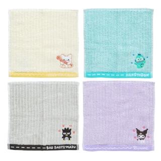 【小禮堂】Sanrio 三麗鷗 棉質手帕 20x20cm - 坐姿款 酷洛米 人魚漢頓 花丸(平輸品)